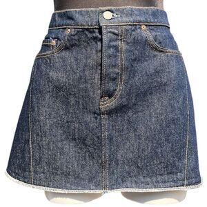 GRLFRND Claudia Jean Mini Skirt Sample Denim Dark Wash Jean Mini Skirt Size 26